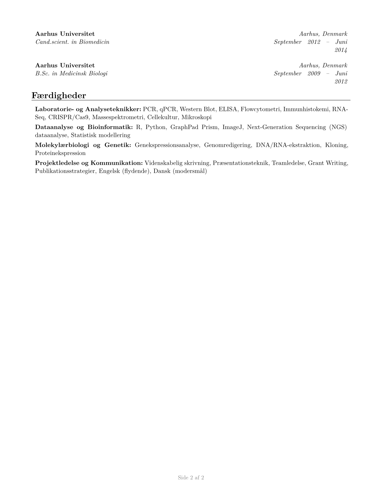 Medical Scientists, Except Epidemiologists CV in Danish — page 2
