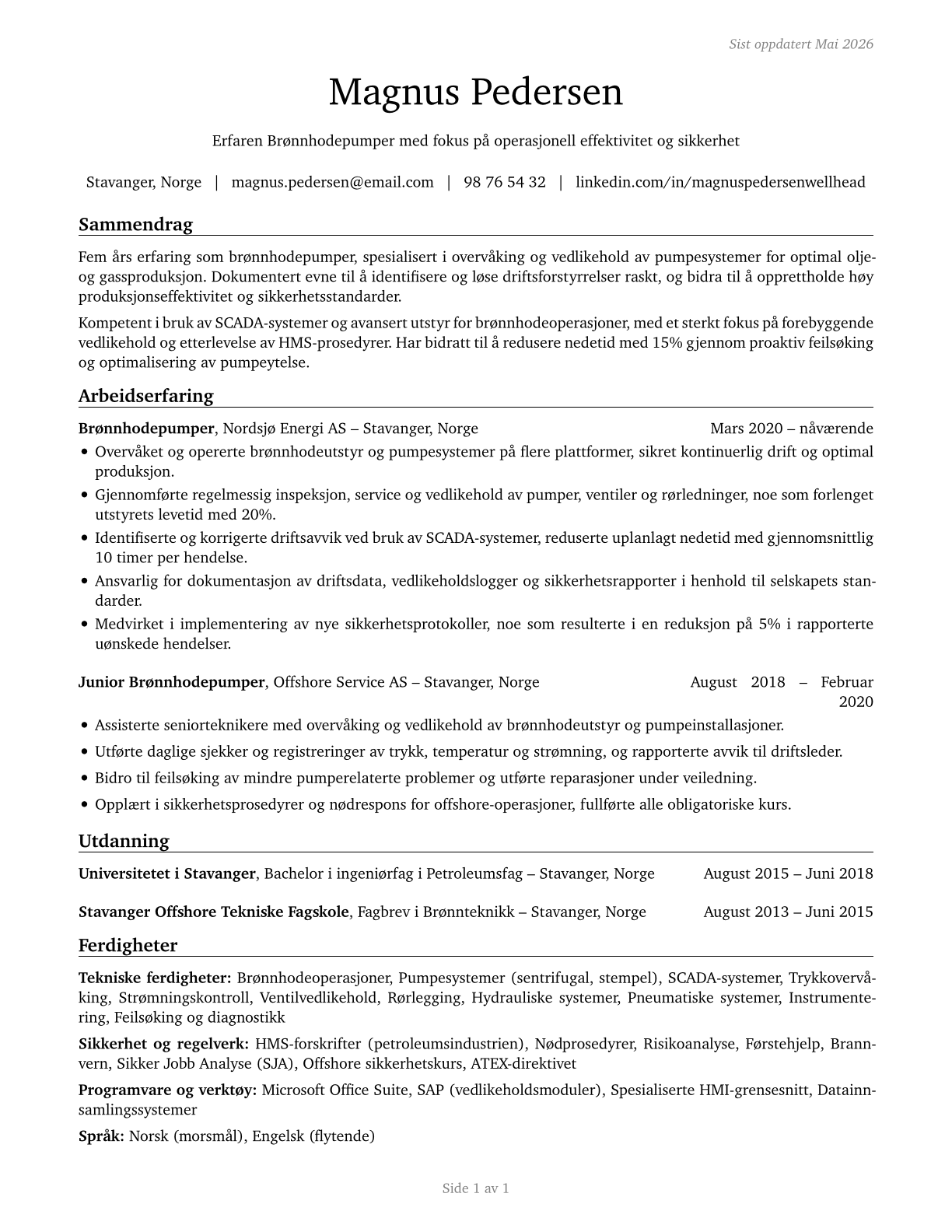 Wellhead Pumpers CV in Norwegian_bokmal — page 1
