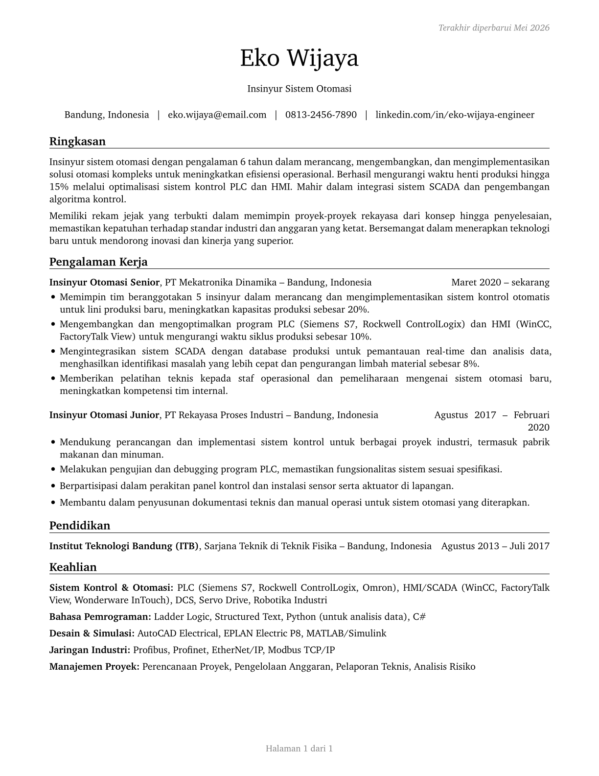 Engineers, All Other CV in Indonesian — page 1