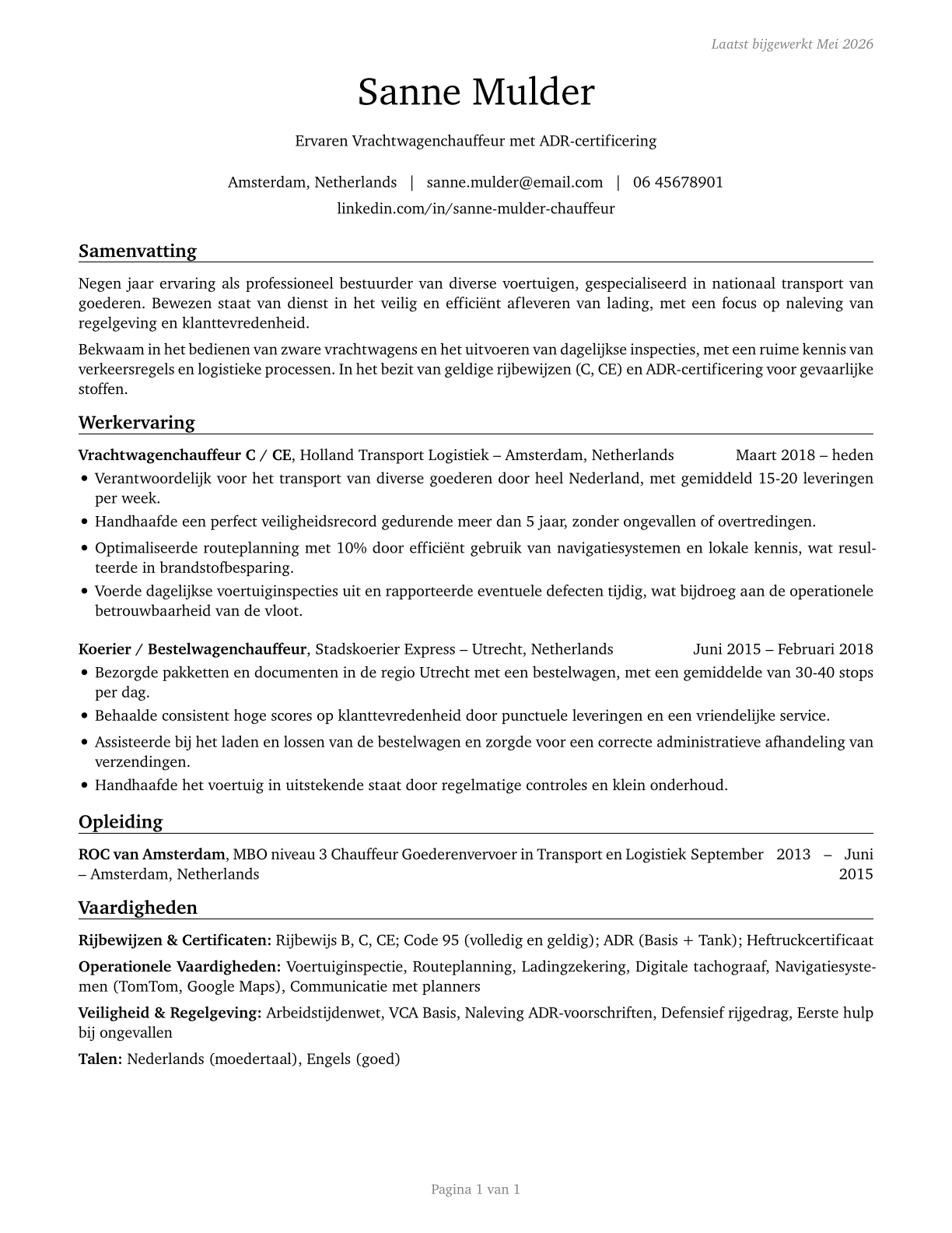 Motor Vehicle Operators, All Other CV in Dutch — page 1