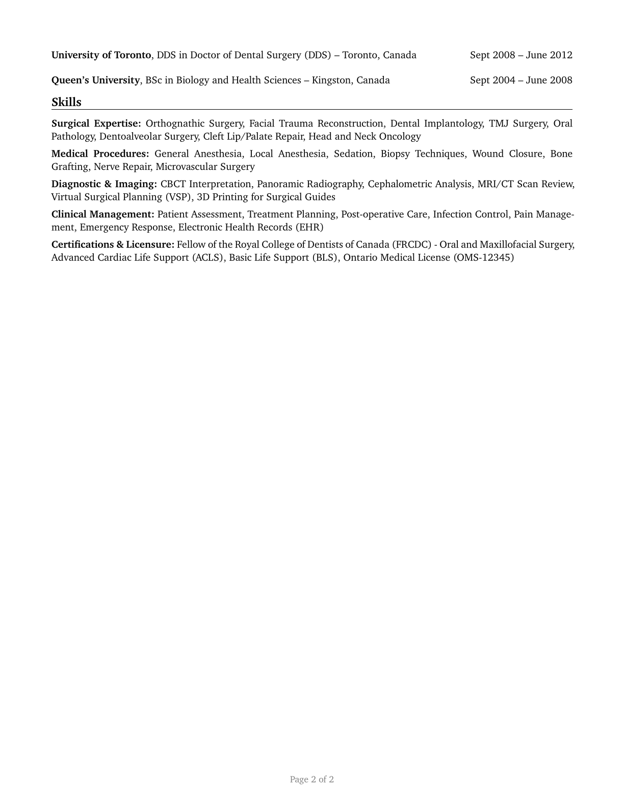 Oral and Maxillofacial Surgeons CV in English — page 2