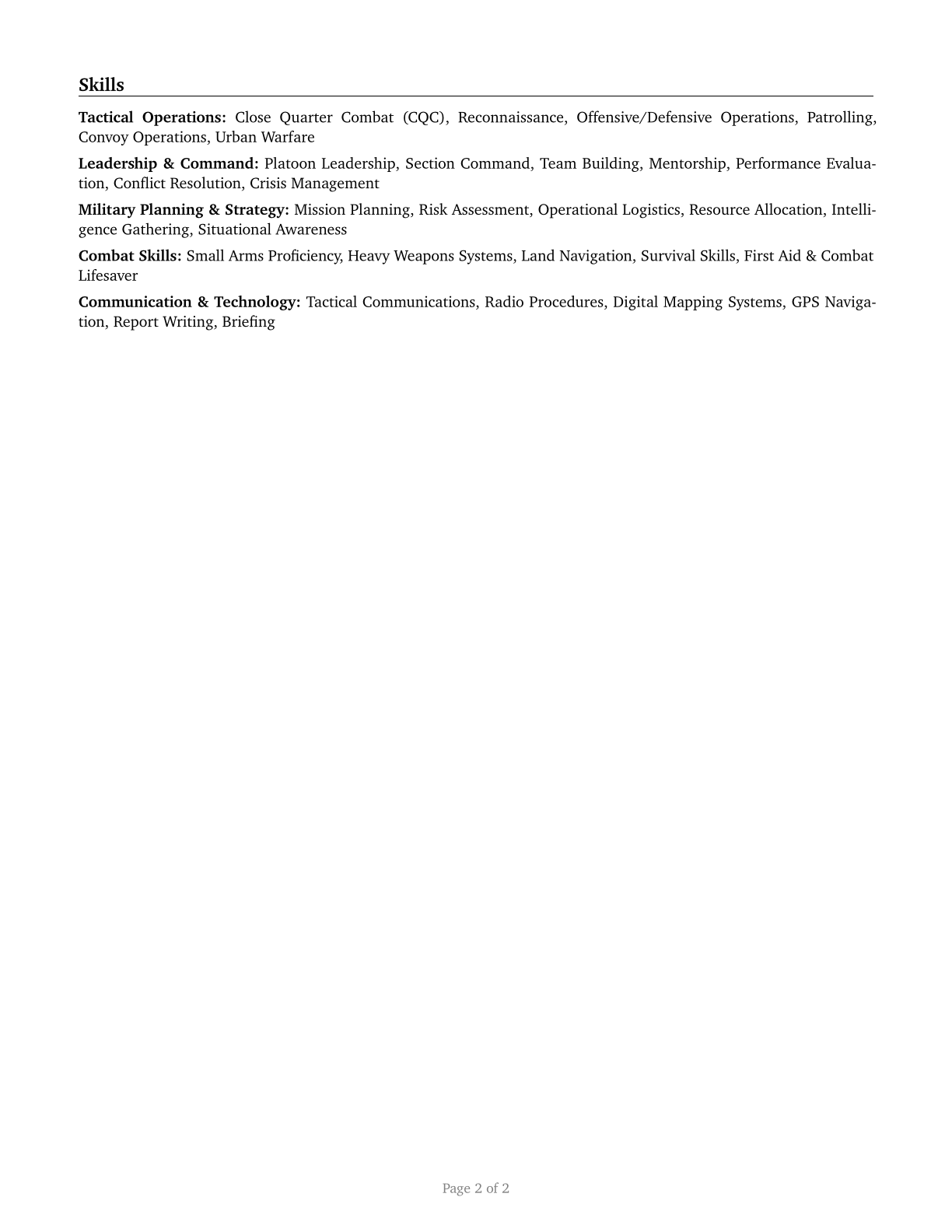 Infantry Officers CV in English — page 2