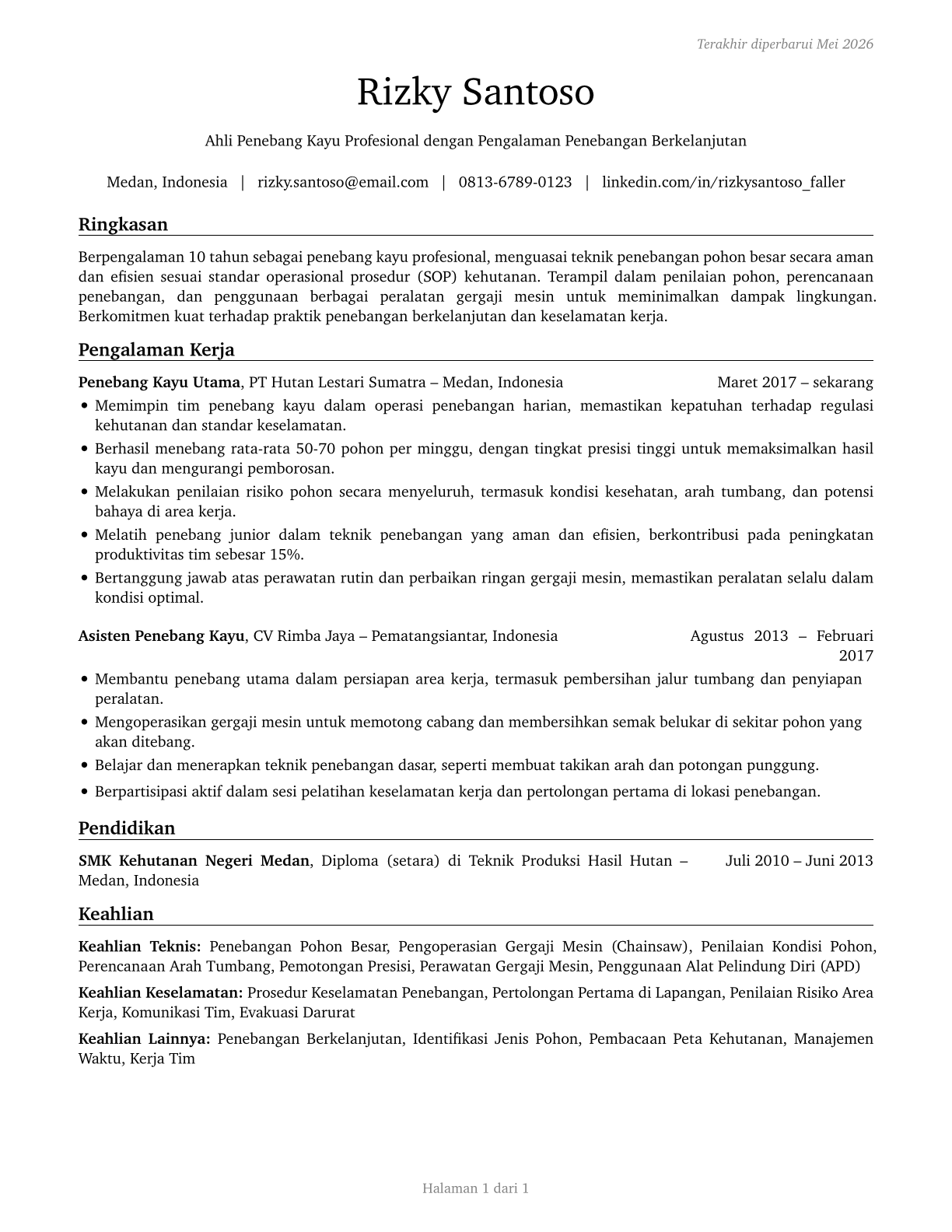 Fallers CV in Indonesian — page 1