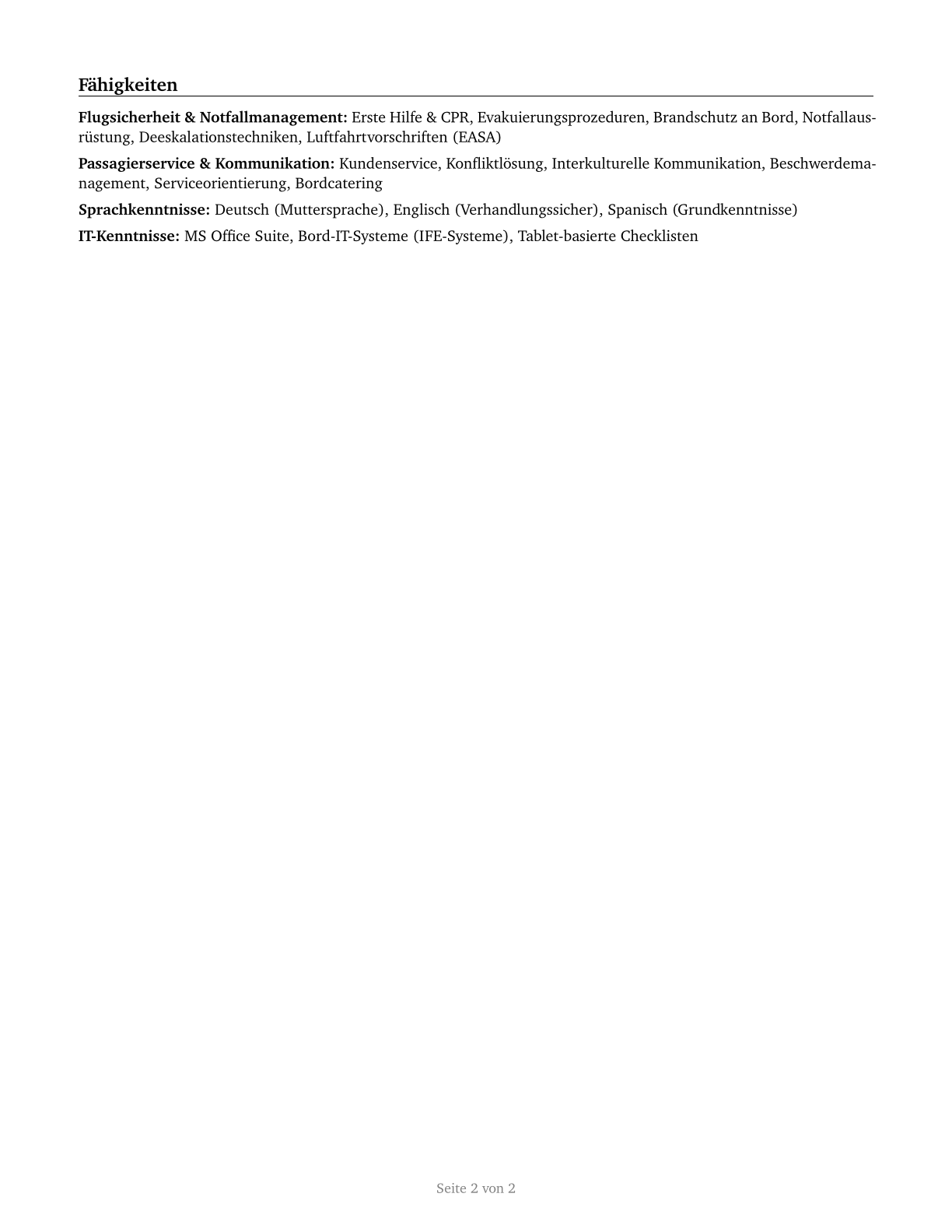 Air Crew Members CV in German — page 2