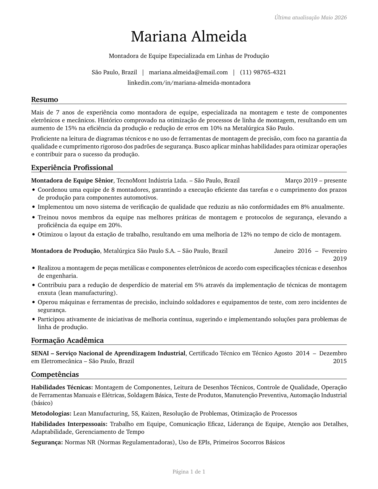 Team Assemblers CV in Portuguese — page 1