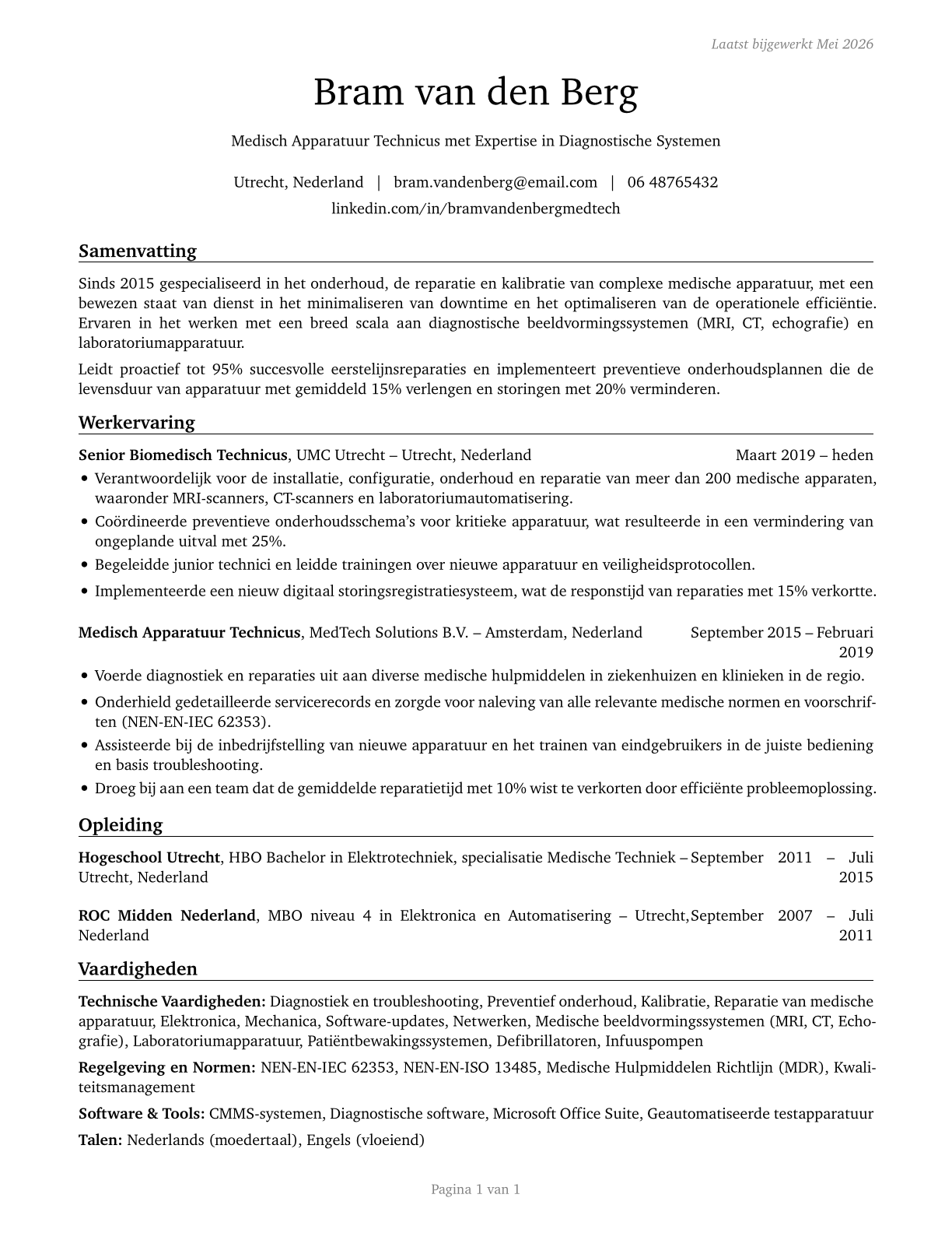 Medical Equipment Repairers CV in Dutch — page 1