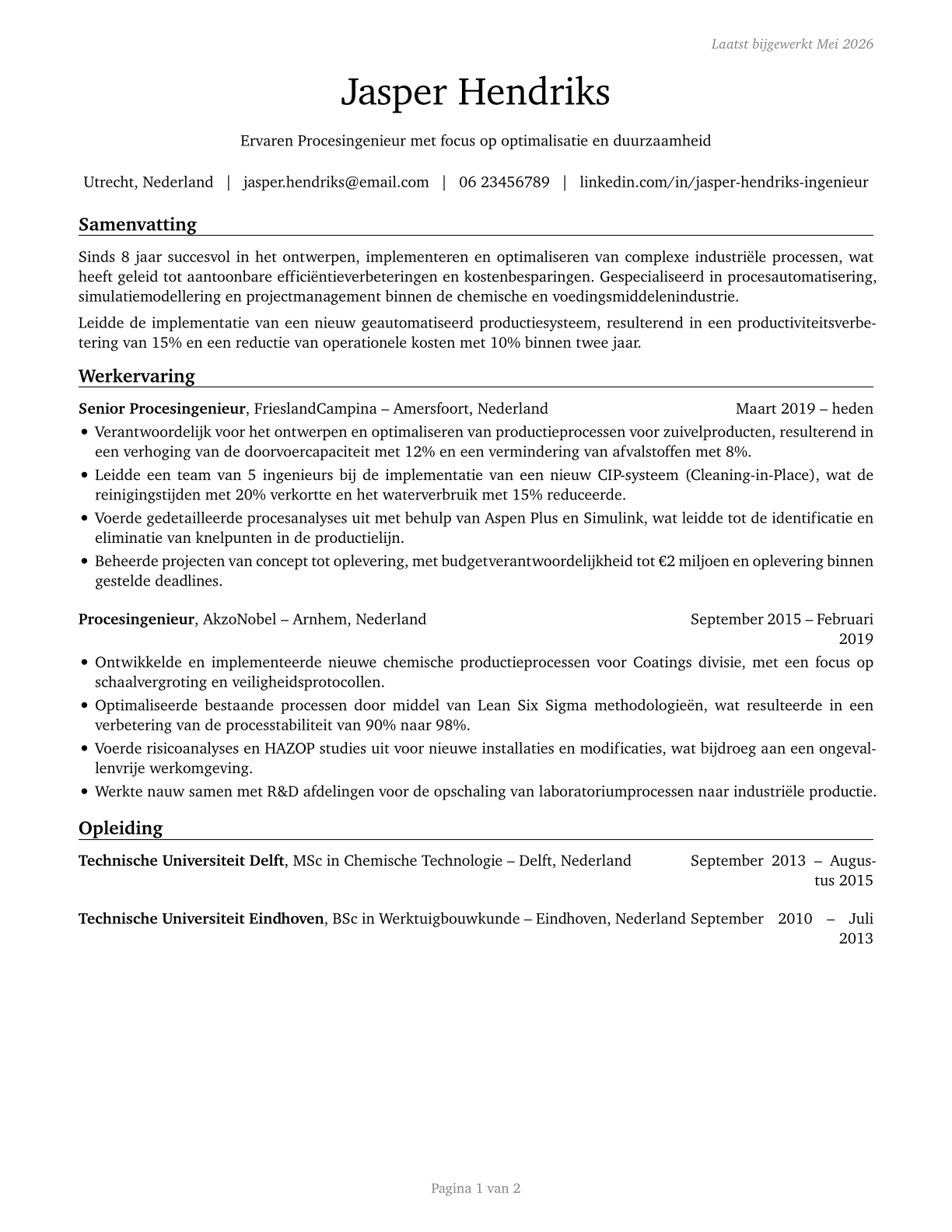 Engineers, All Other CV in Dutch — page 1