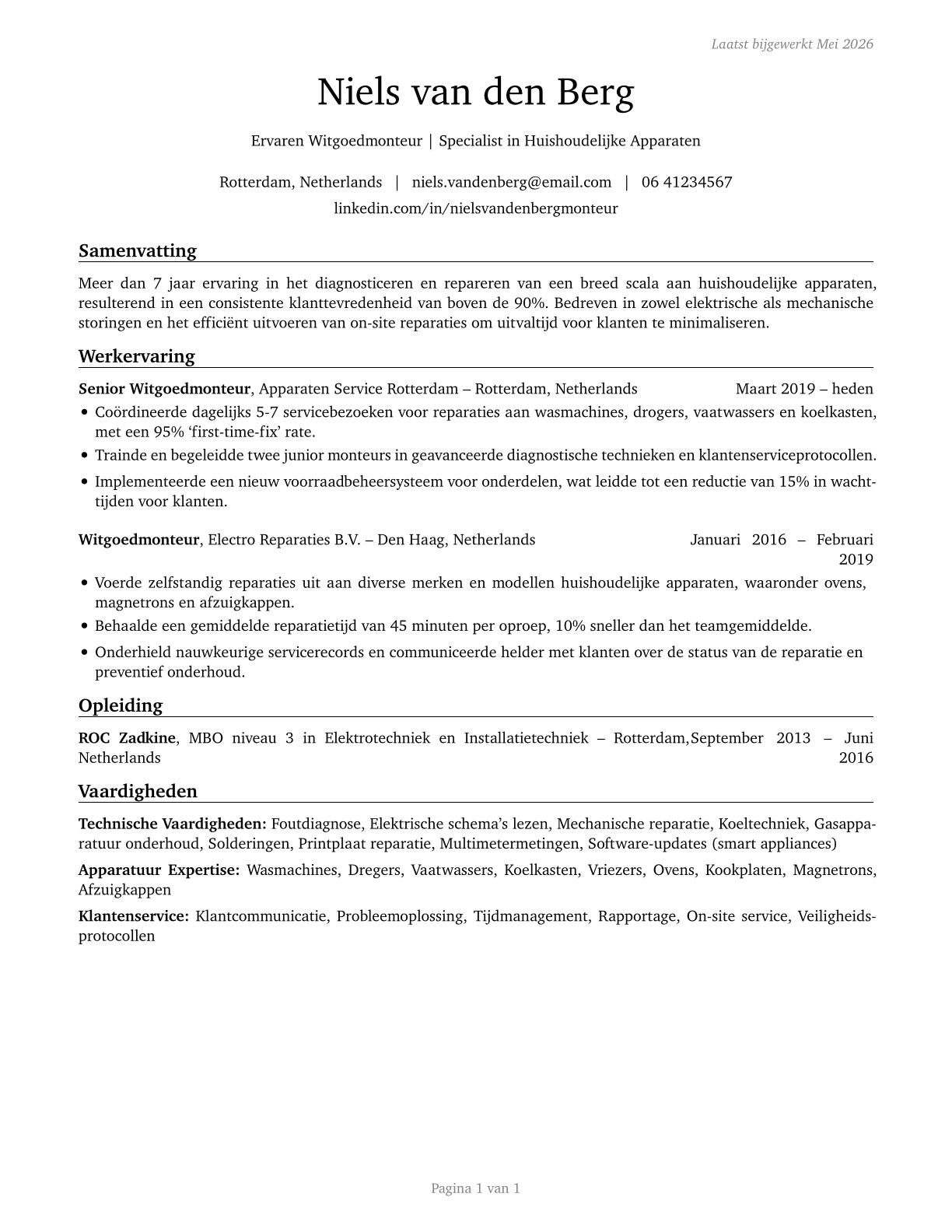Home Appliance Repairers CV in Dutch — page 1