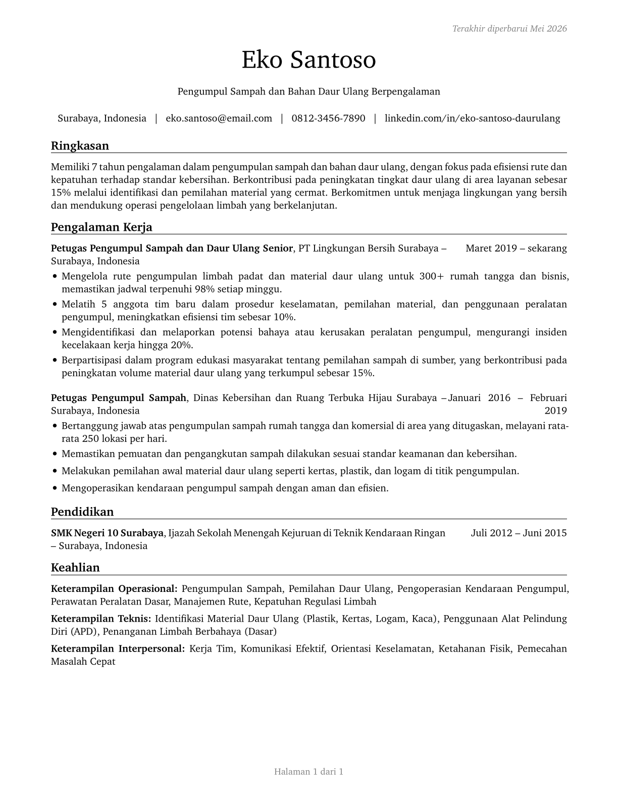 Refuse and Recyclable Material Collectors CV in Indonesian — page 1