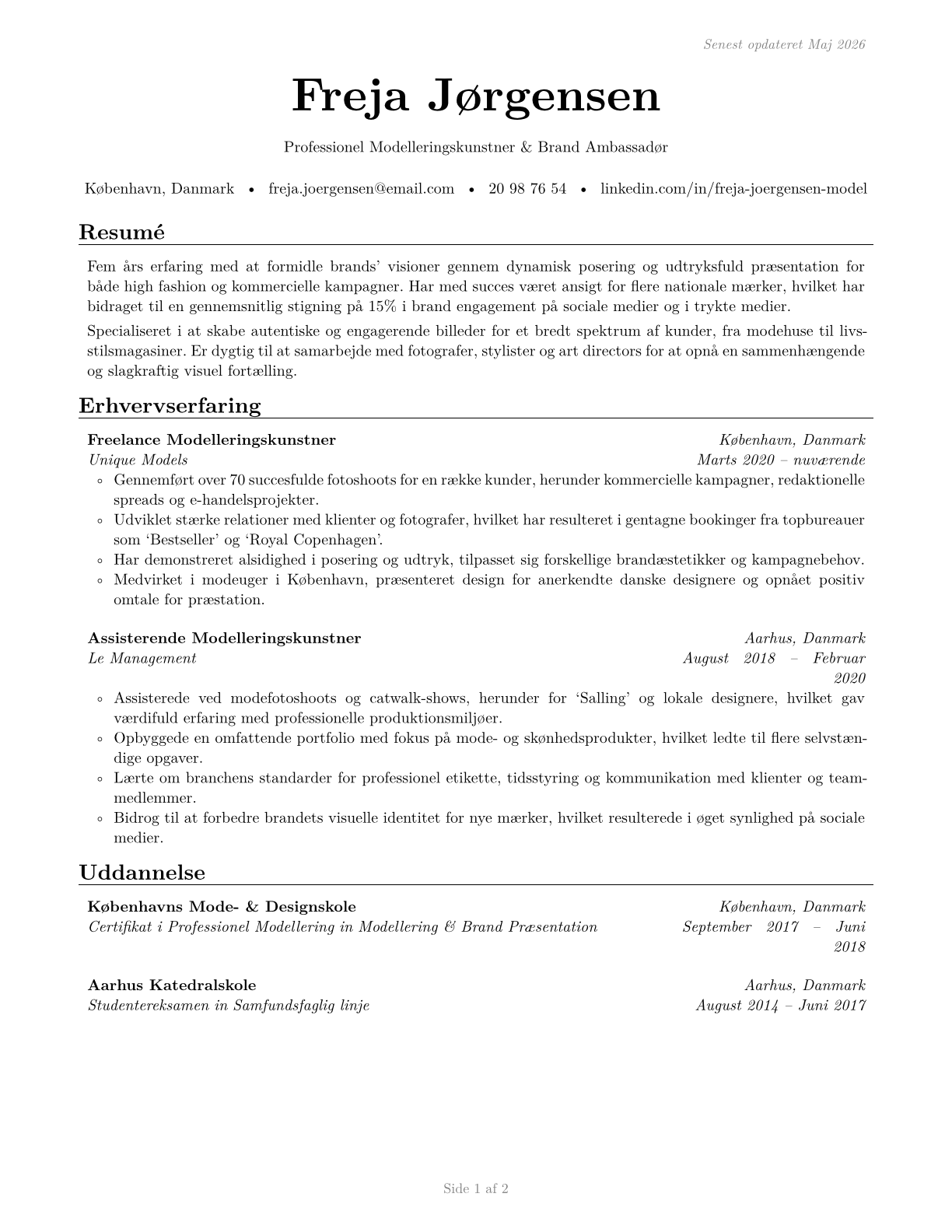 Models CV in Danish — page 1