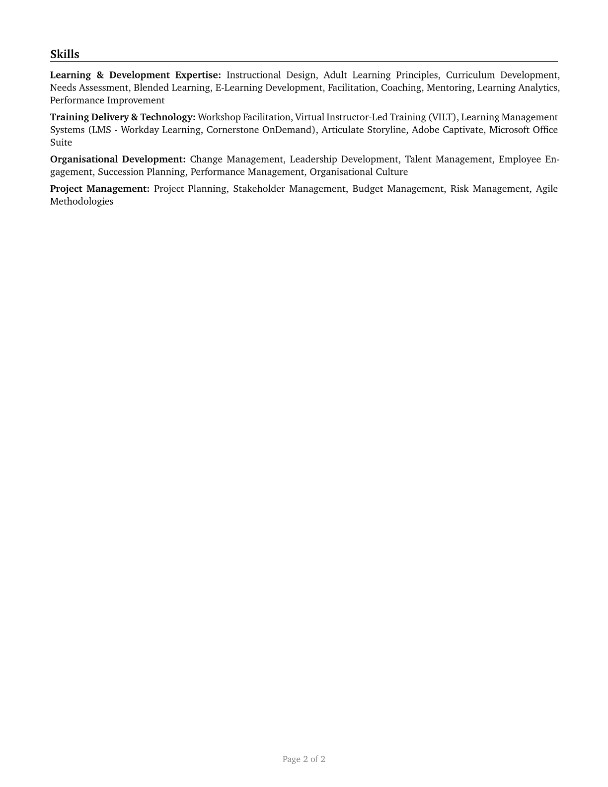 Training and Development Specialists CV in English — page 2
