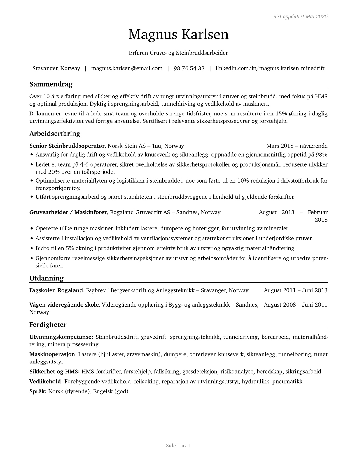 Helpers--Extraction Workers CV in Norwegian_bokmal — page 1