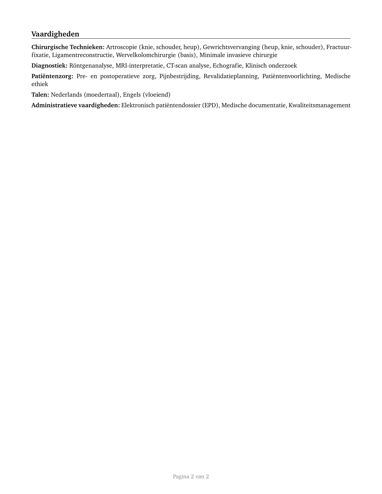 Orthopedic Surgeons, Except Pediatric CV in Dutch — page 2