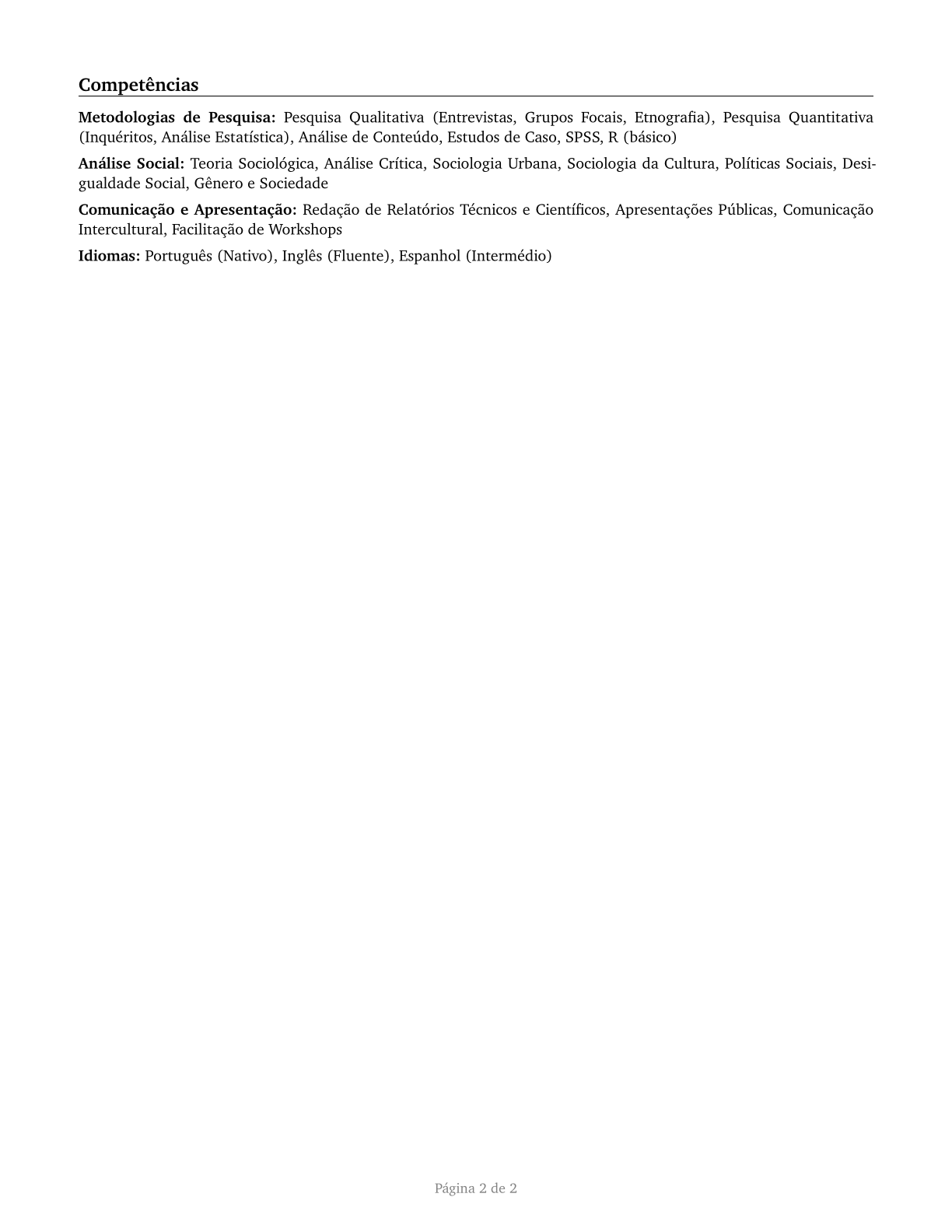 Sociologists CV in Portuguese — page 2
