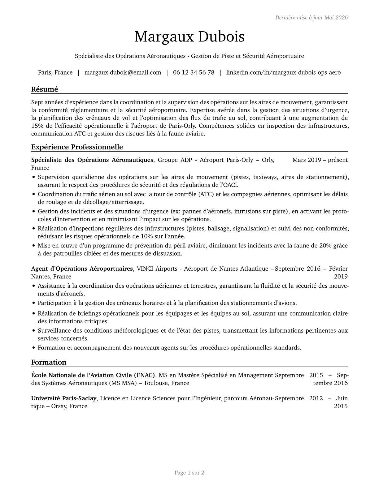 Airfield Operations Specialists CV in French — page 1