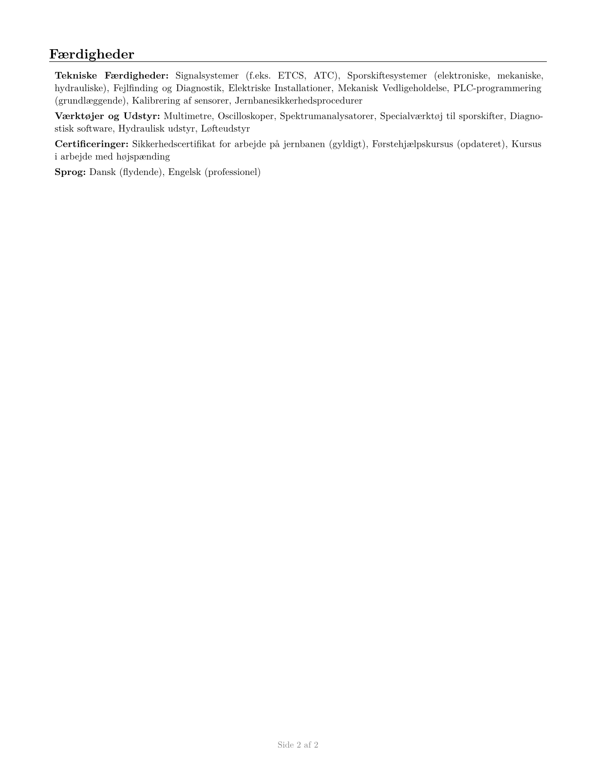 Signal and Track Switch Repairers CV in Danish — page 2