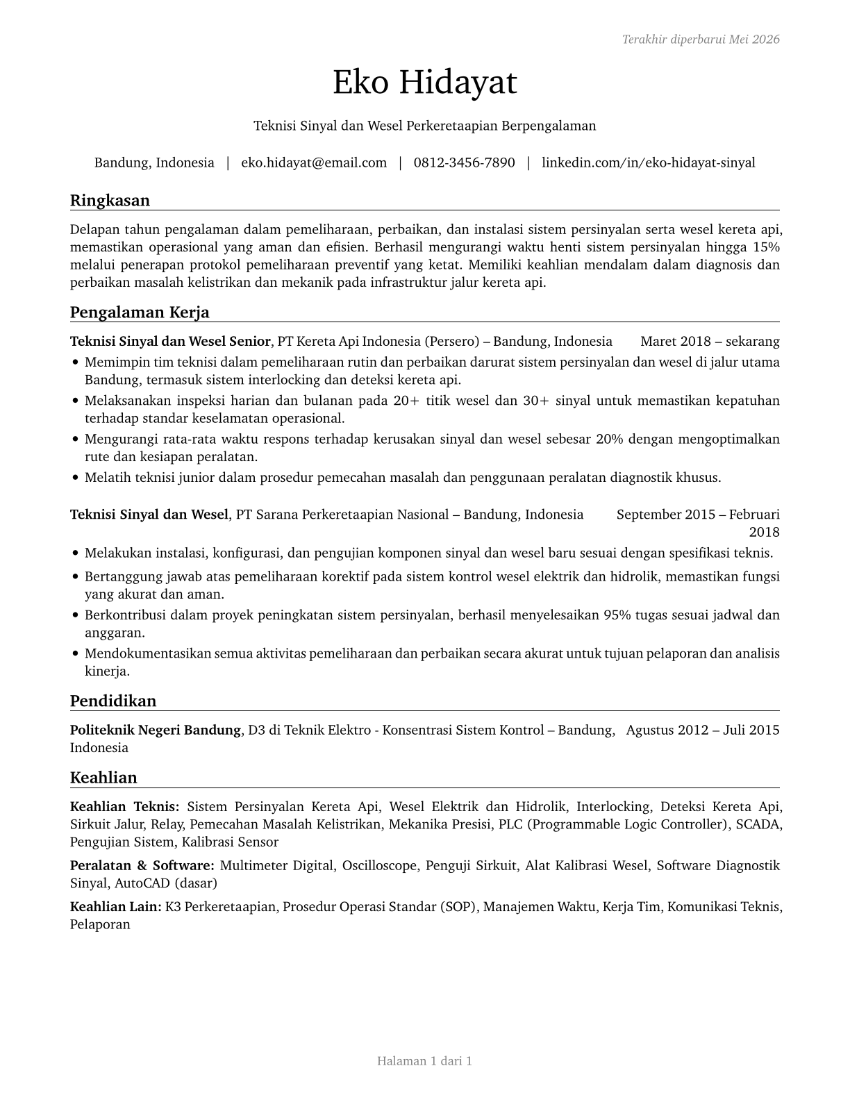 Signal and Track Switch Repairers CV in Indonesian — page 1