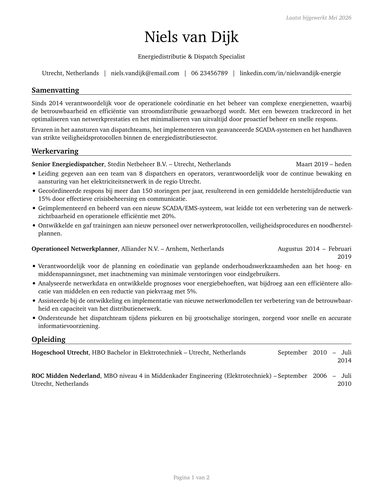 Power Distributors and Dispatchers CV in Dutch — page 1