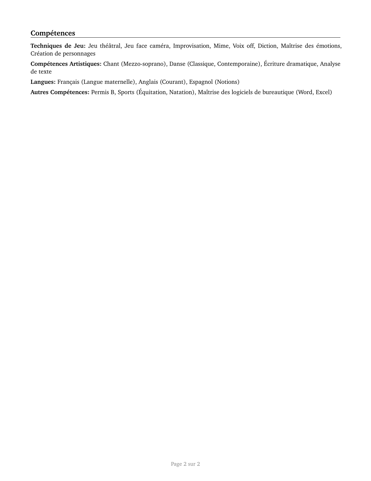 Actors CV in French — page 2