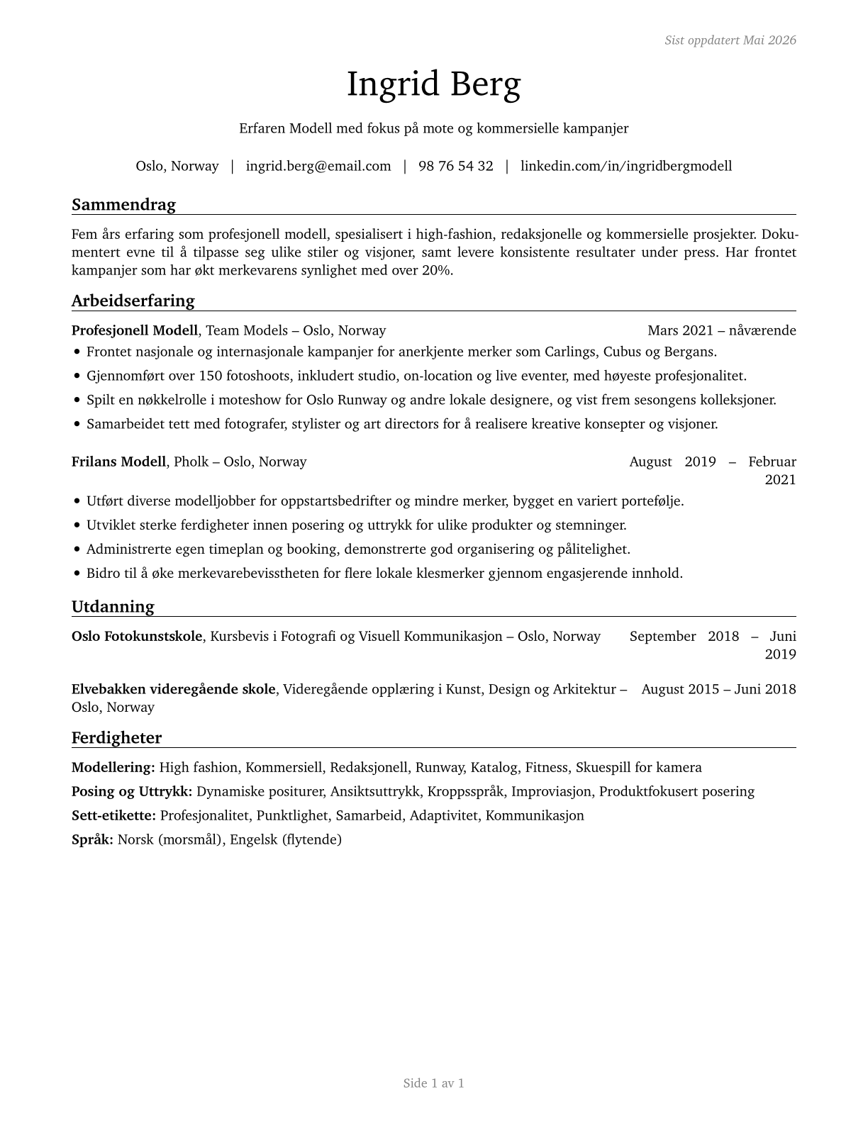 Models CV in Norwegian_bokmal — page 1