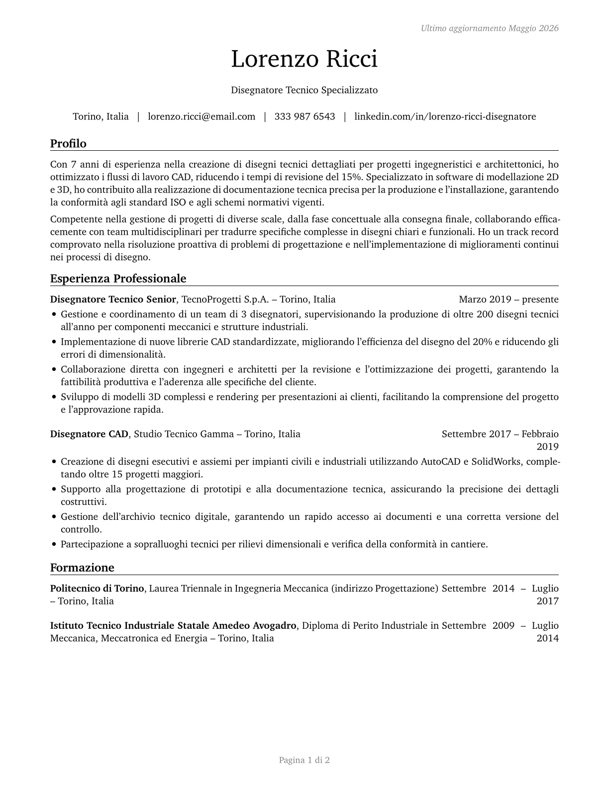 Drafters, All Other CV in Italian — page 1