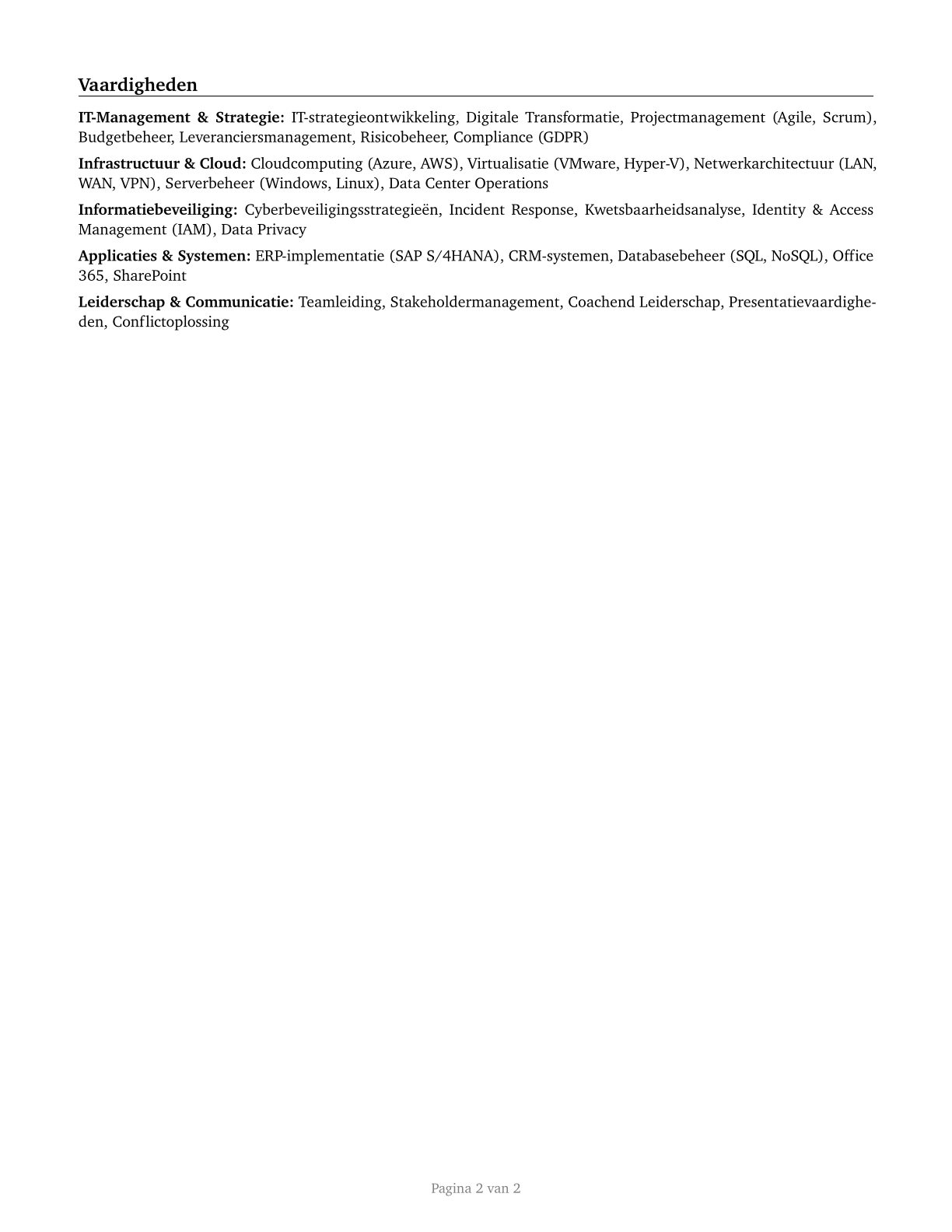 Computer and Information Systems Managers CV in Dutch — page 2