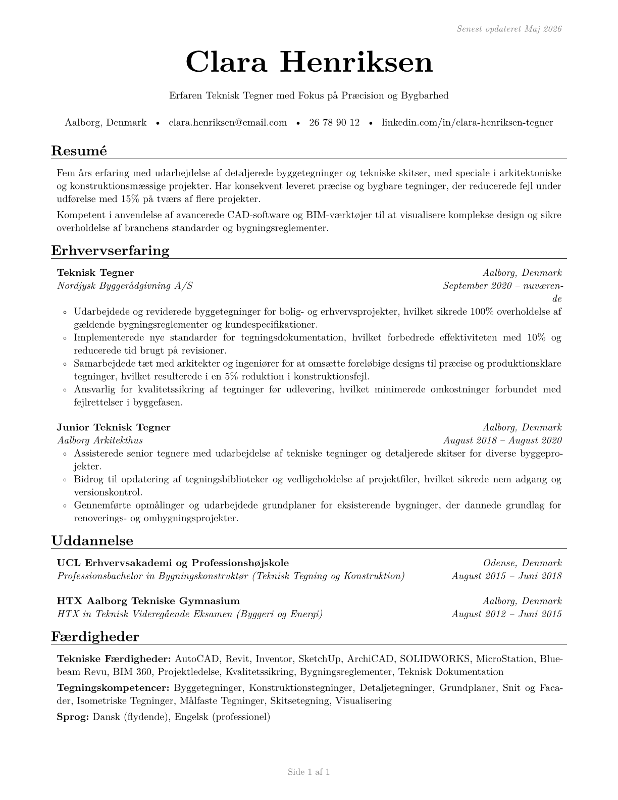 Drafters, All Other CV in Danish — page 1