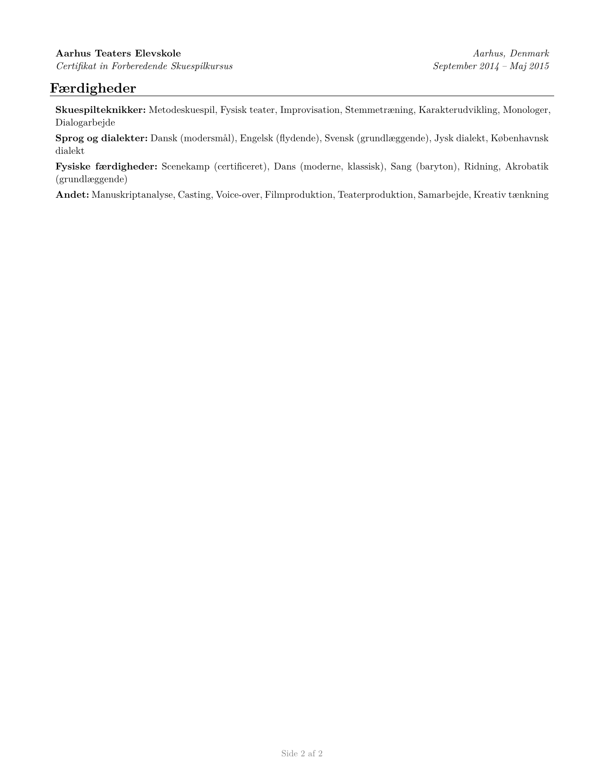 Actors CV in Danish — page 2