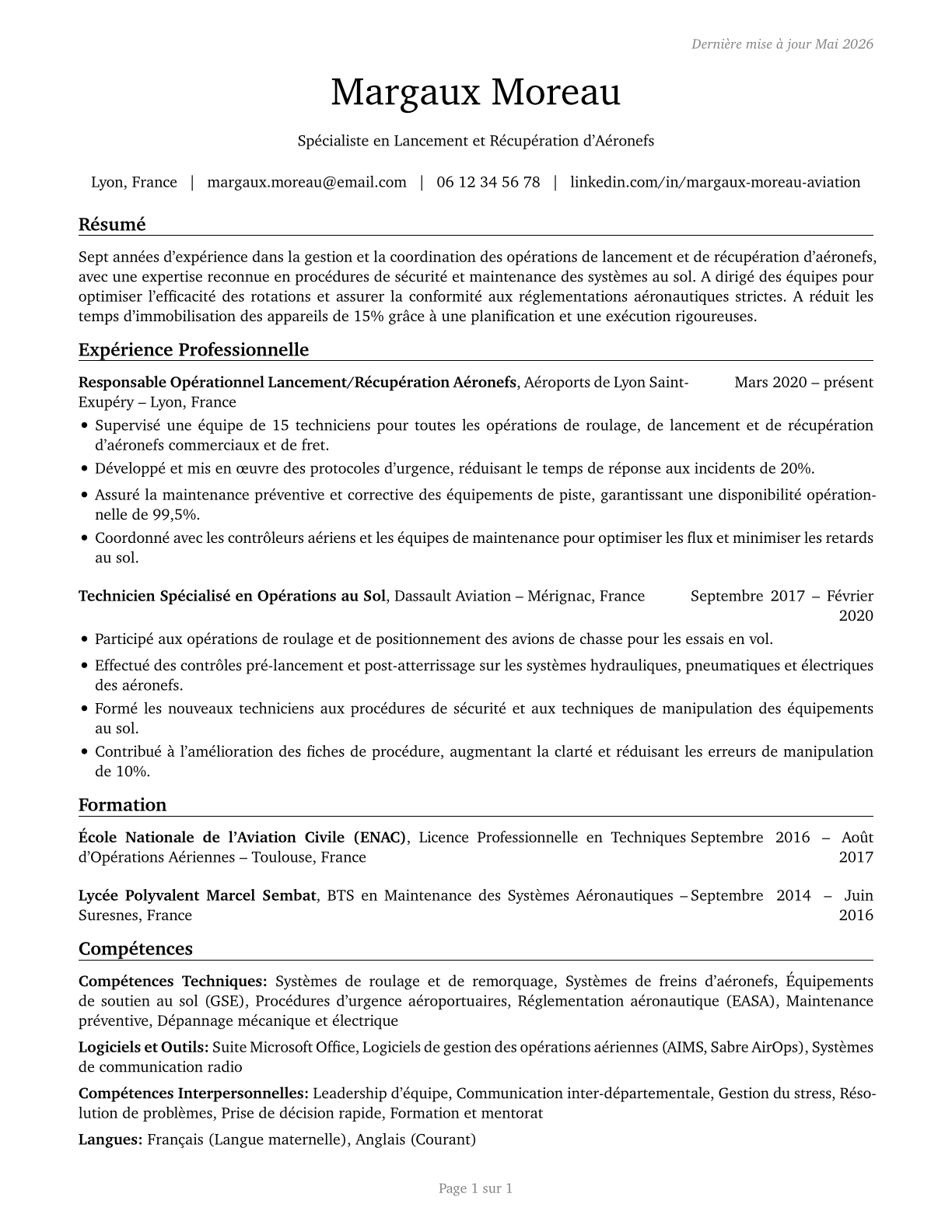 Aircraft Launch and Recovery Specialists CV in French — page 1