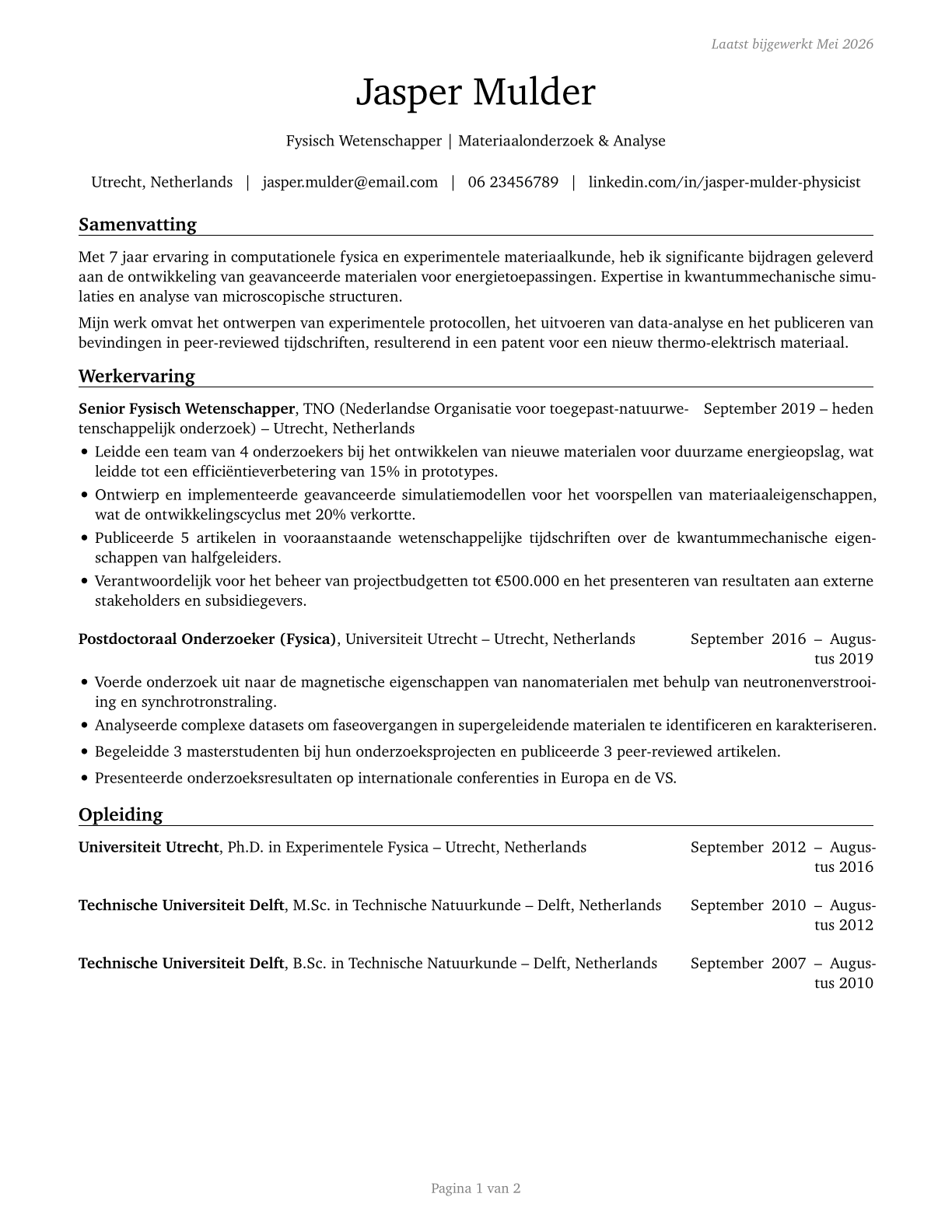 Physical Scientists, All Other CV in Dutch — page 1