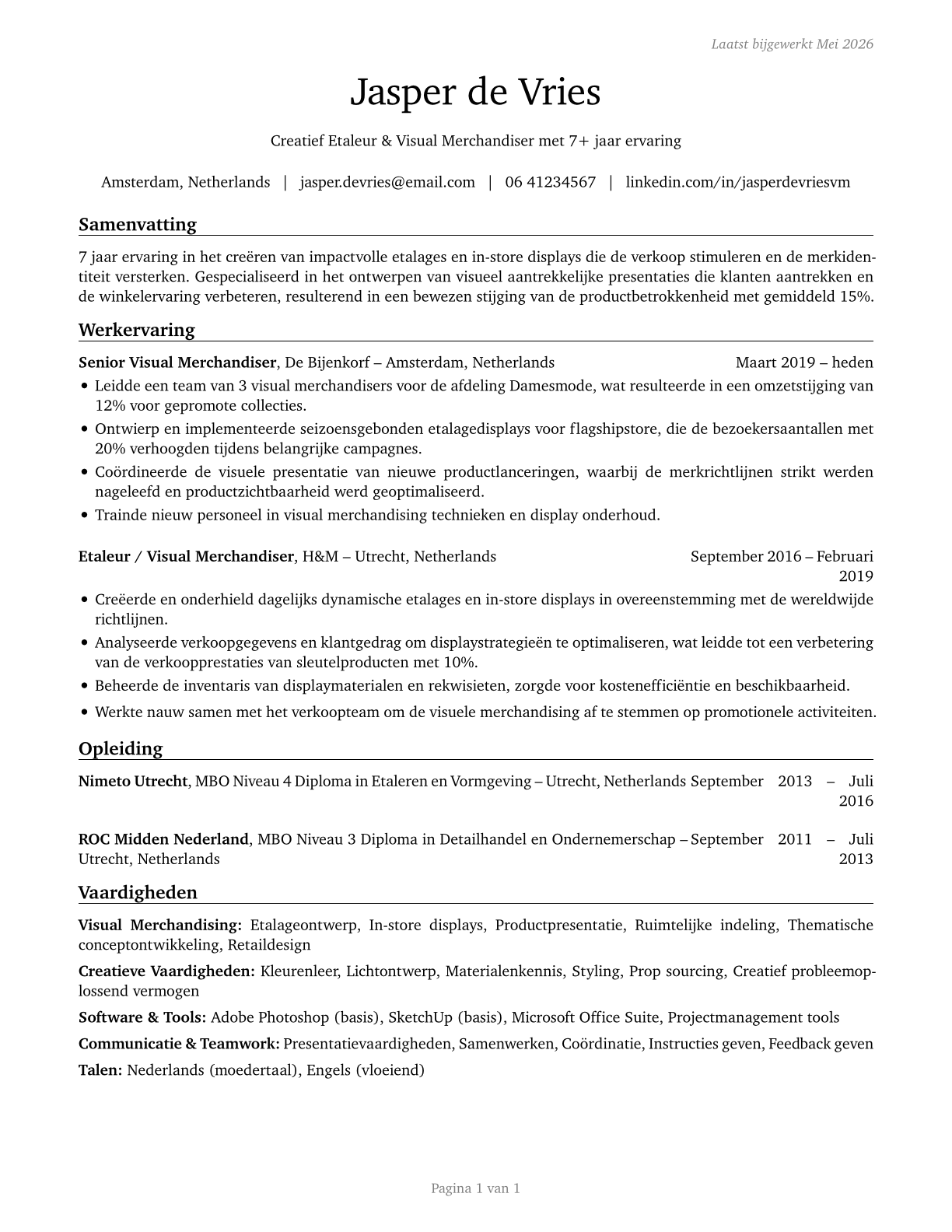 Merchandise Displayers and Window Trimmers CV in Dutch — page 1