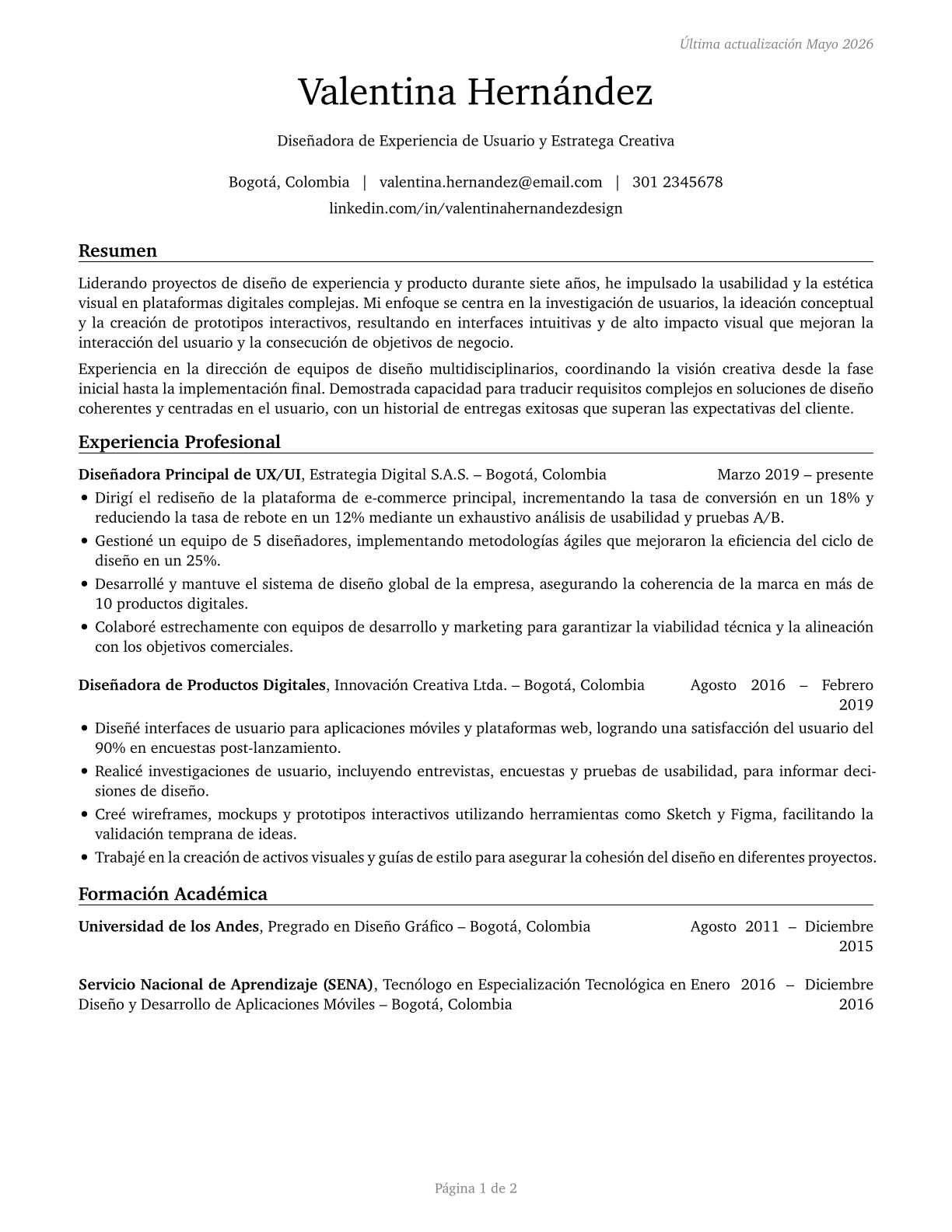 Designers, All Other CV in Spanish — page 1
