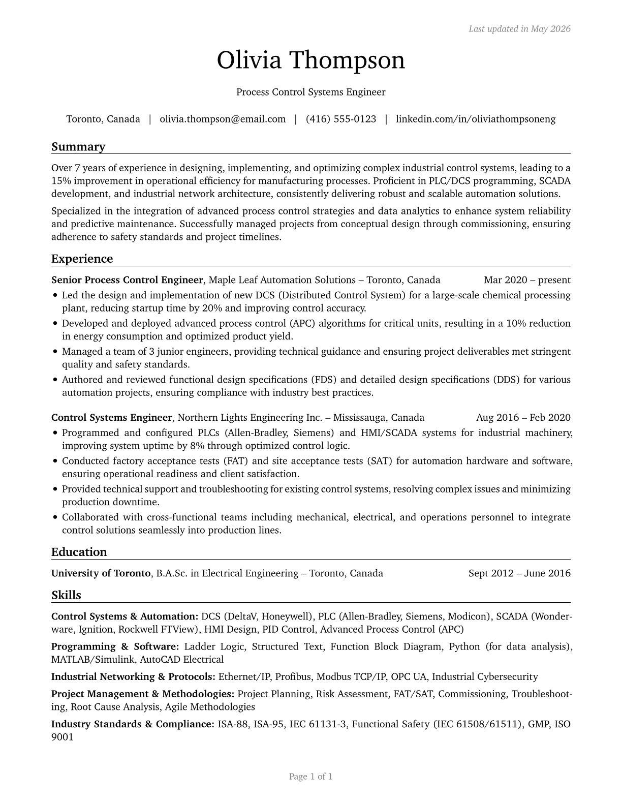 Engineers, All Other CV in English — page 1