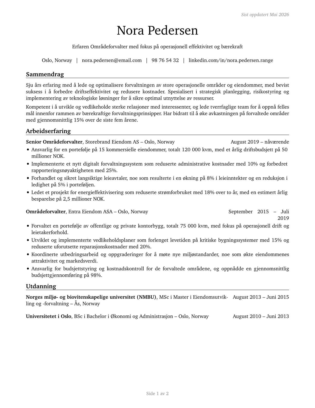 Range Managers CV in Norwegian_bokmal — page 1