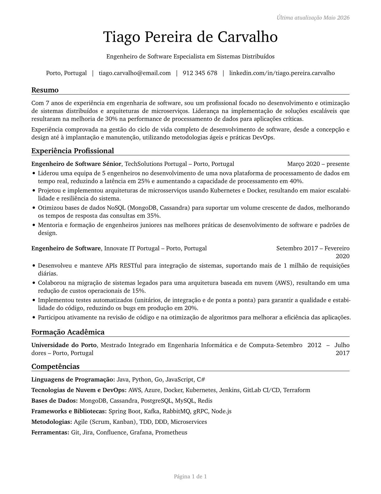 Computer Occupations, All Other CV in Portuguese — page 1
