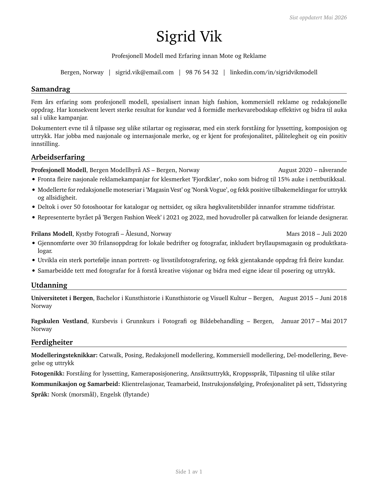 Models CV in Norwegian_nynorsk — page 1