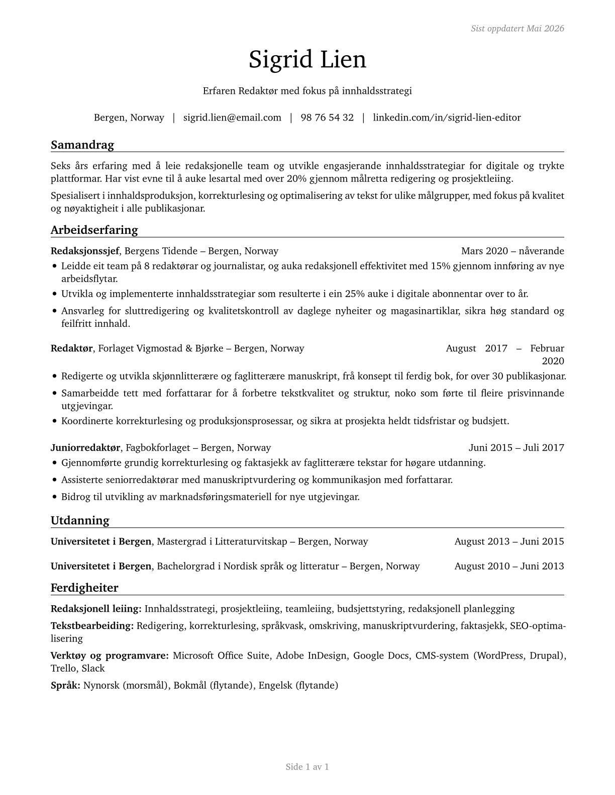 Editors CV in Norwegian_nynorsk — page 1