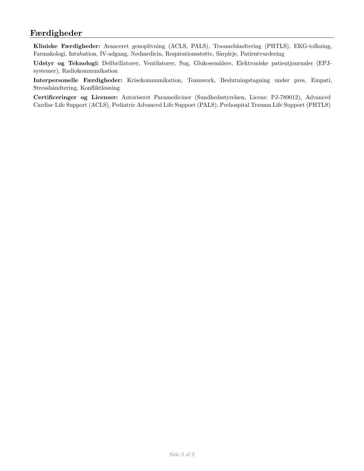 Paramedics CV in Danish — page 2