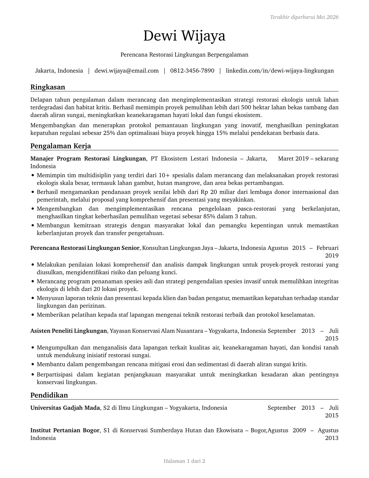 Environmental Restoration Planners CV in Indonesian — page 1