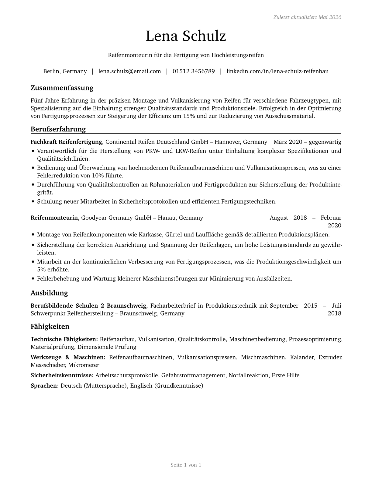 Tire Builders CV in German — page 1