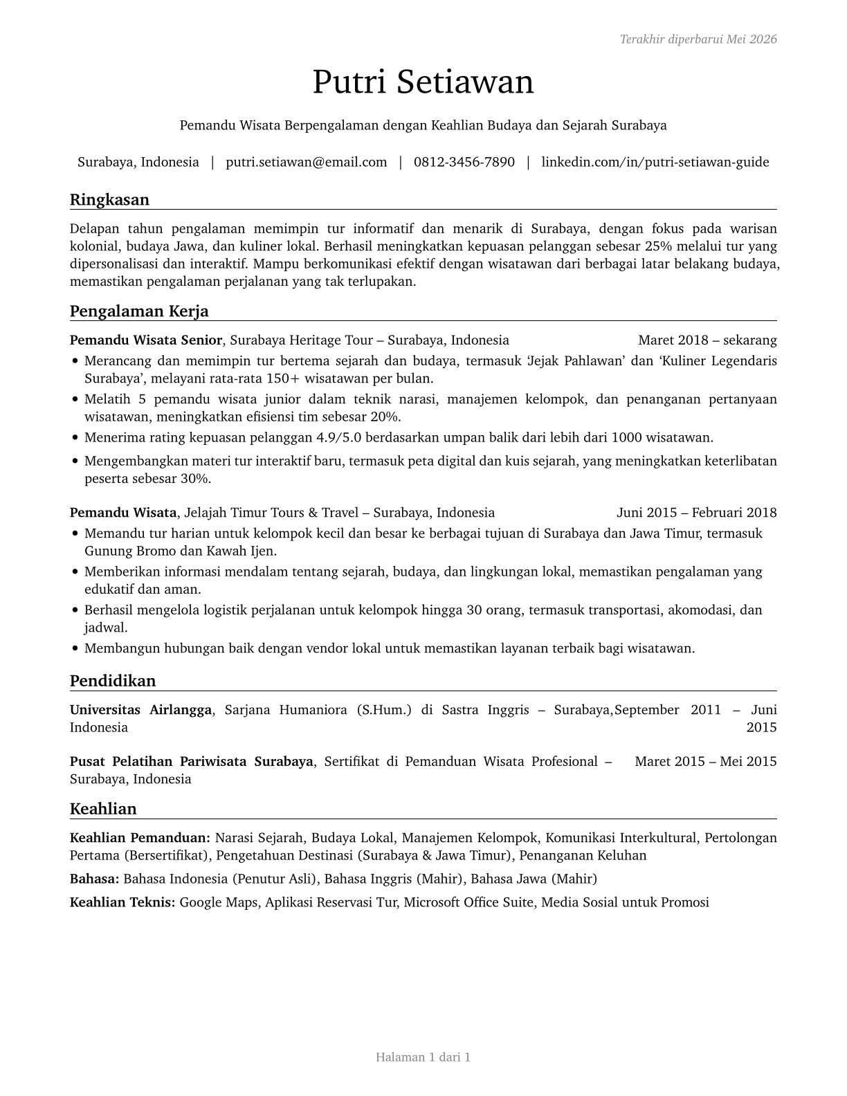 Travel Guides CV in Indonesian — page 1