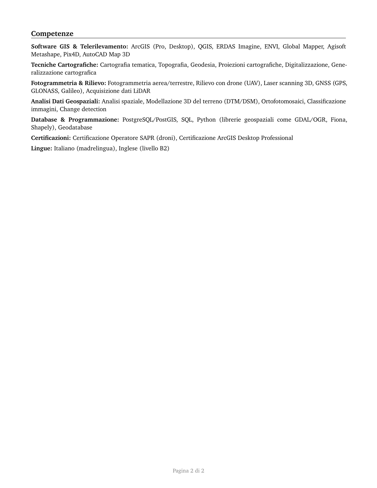 Cartographers and Photogrammetrists CV in Italian — page 2