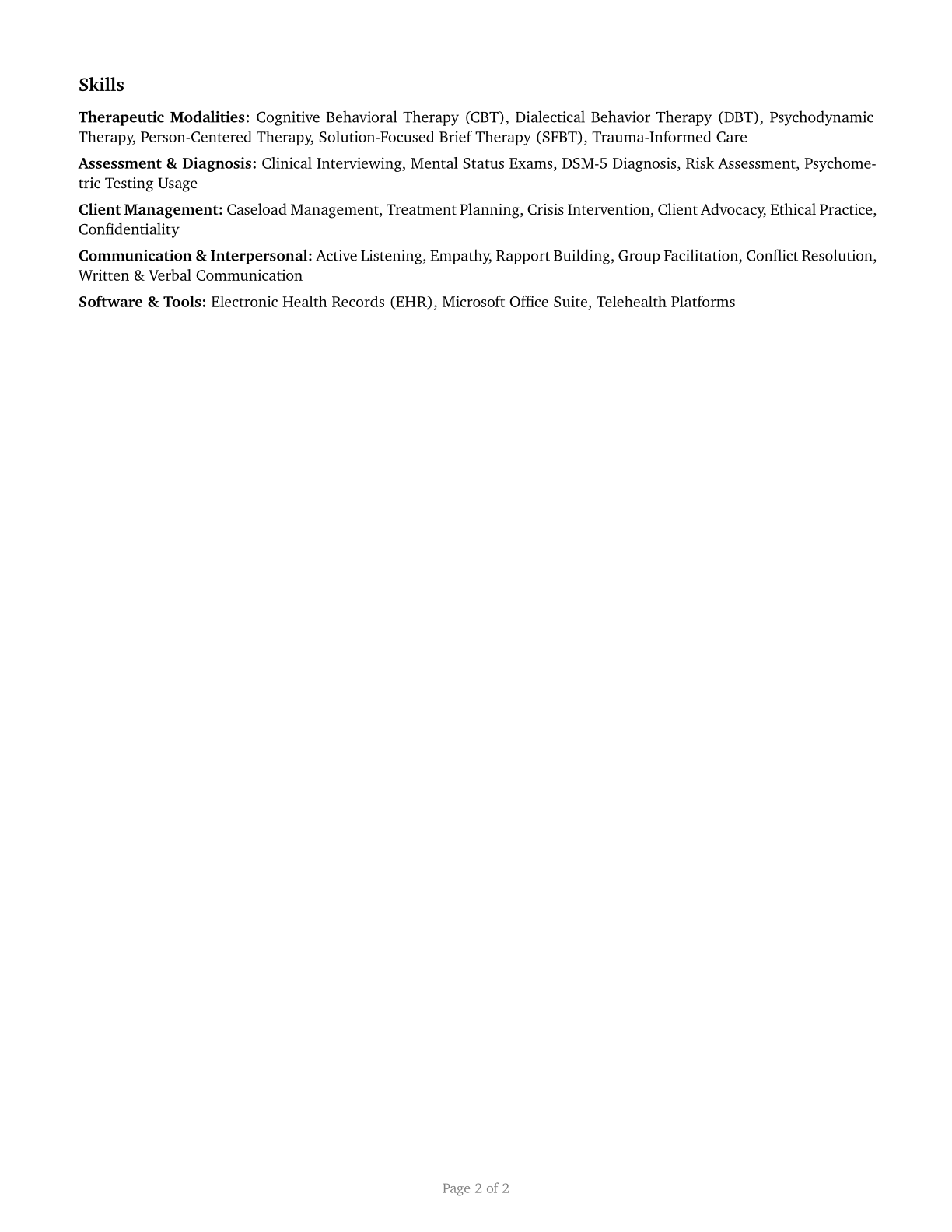 Therapists, All Other CV in English — page 2