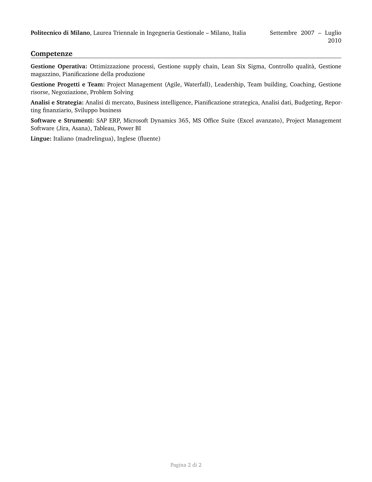Managers, All Other CV in Italian — page 2