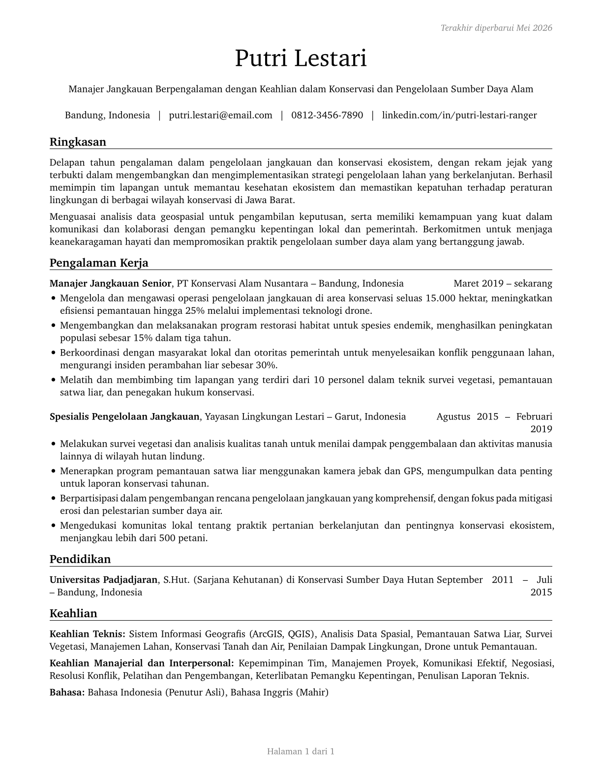 Range Managers CV in Indonesian — page 1