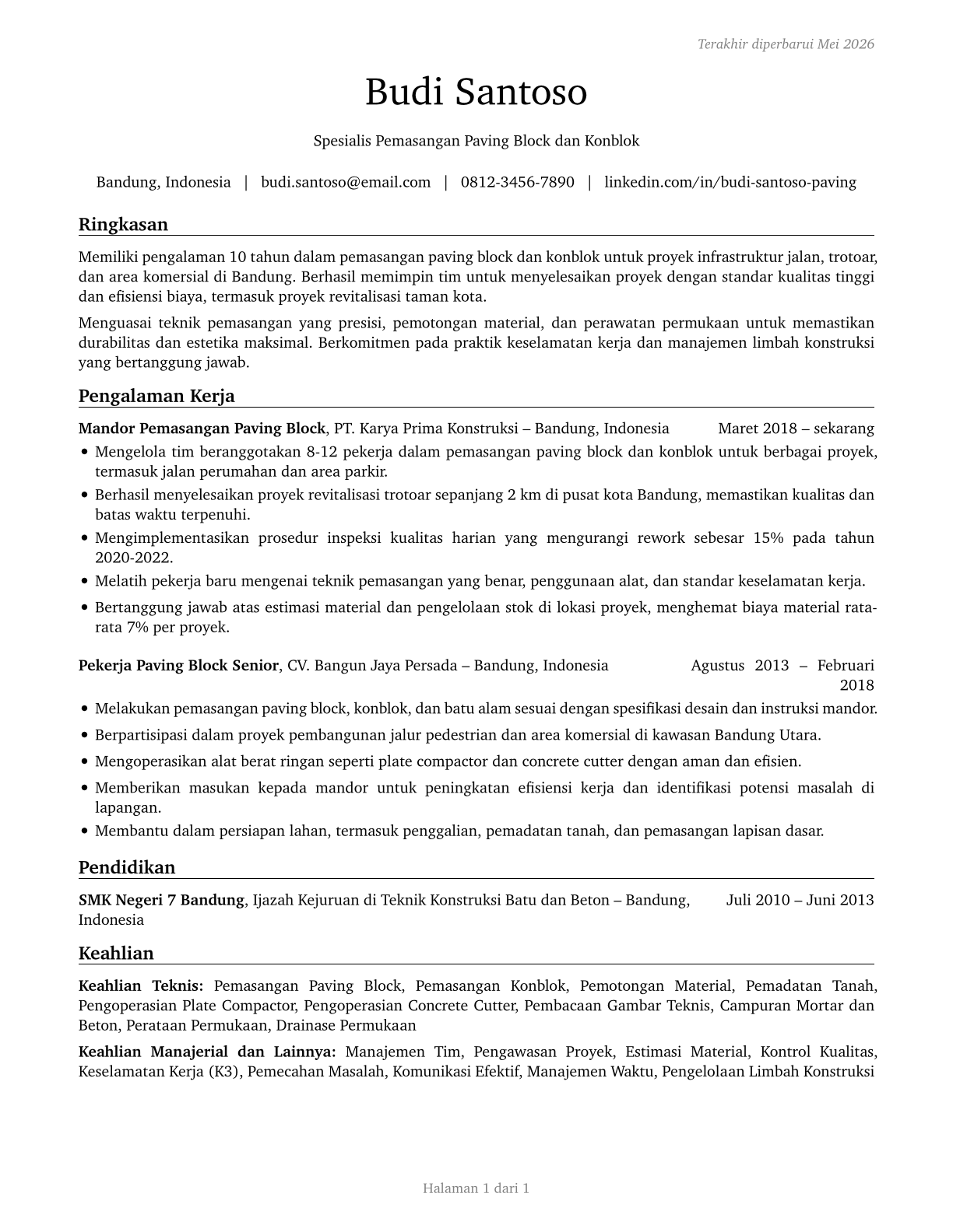 Segmental Pavers CV in Indonesian — page 1