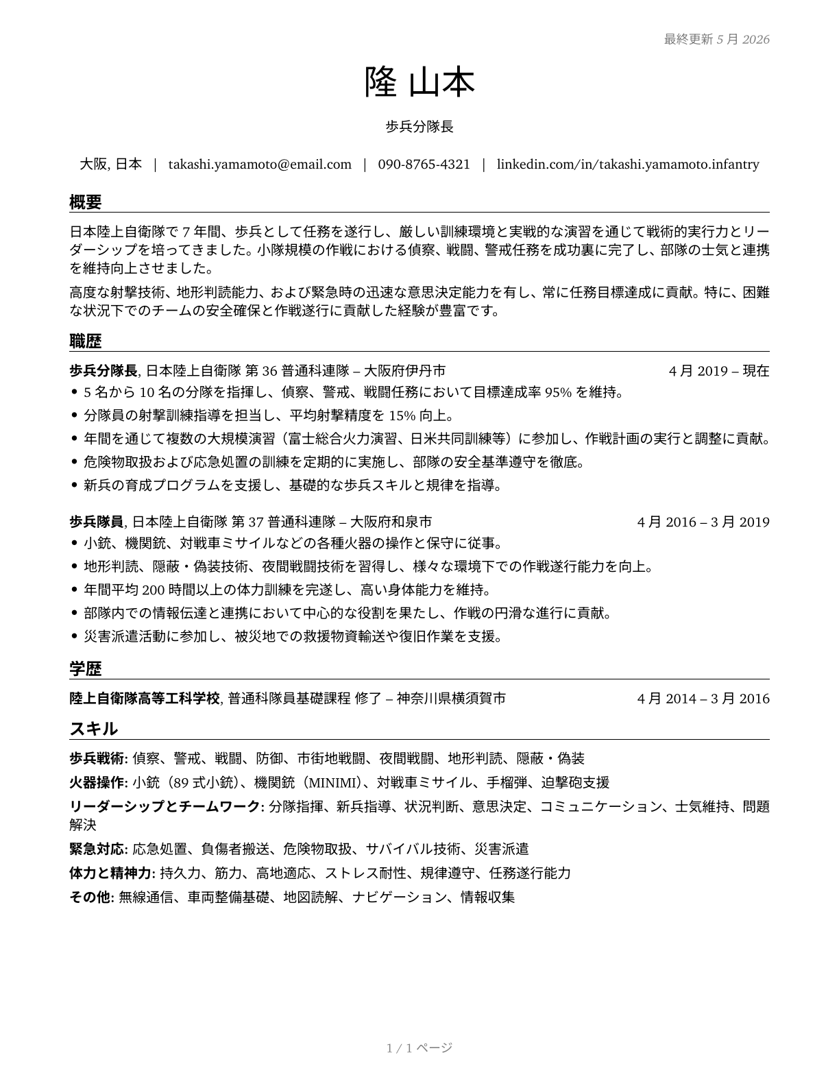 Infantry CV in Japanese — page 1