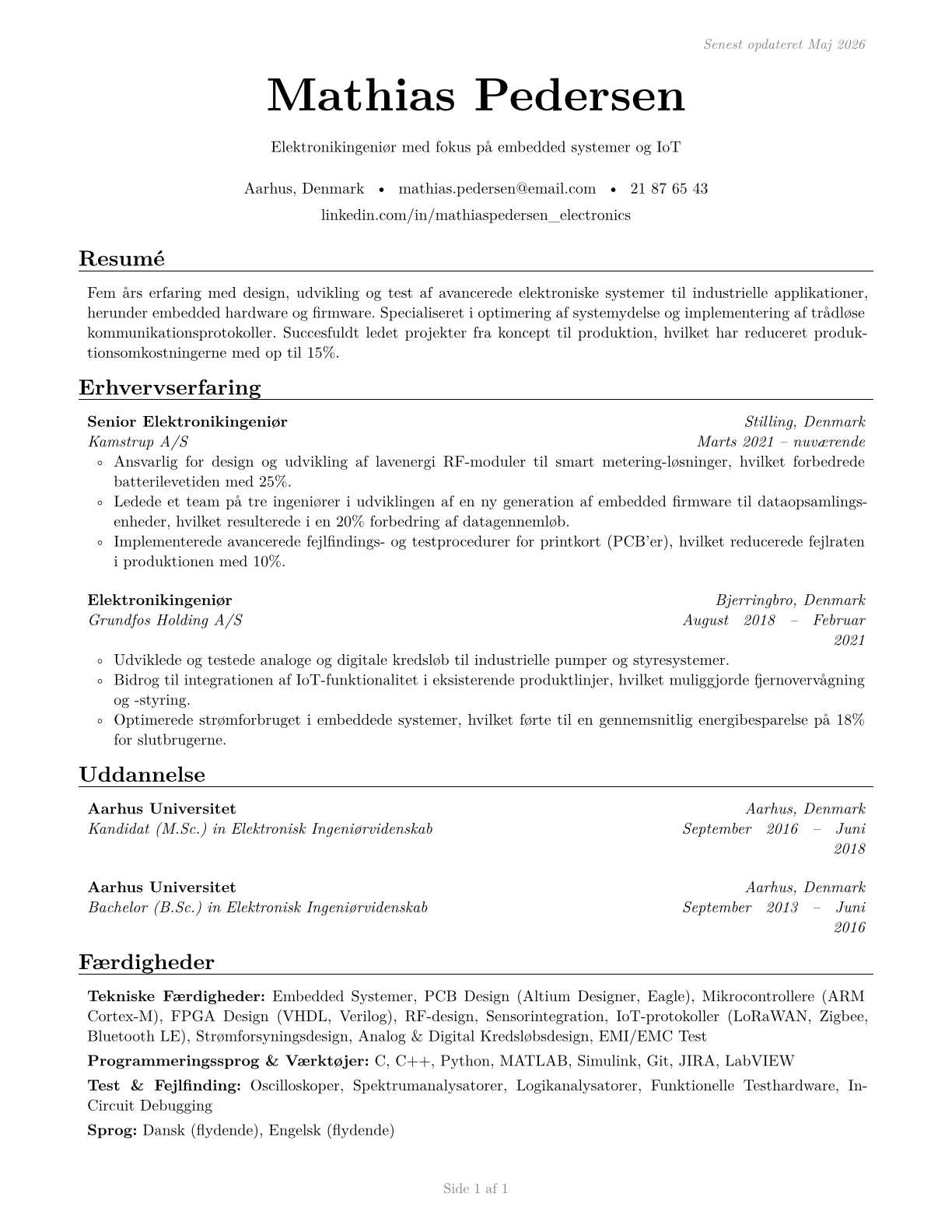 Electronics Engineers, Except Computer CV in Danish — page 1