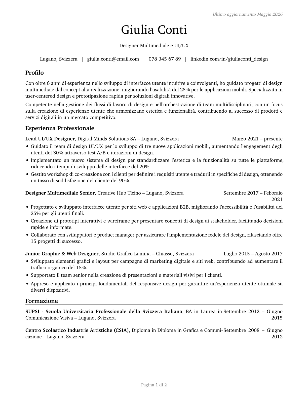 Designers, All Other CV in Italian — page 1