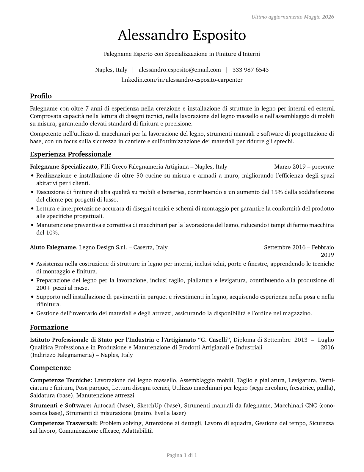 Helpers--Carpenters CV in Italian — page 1